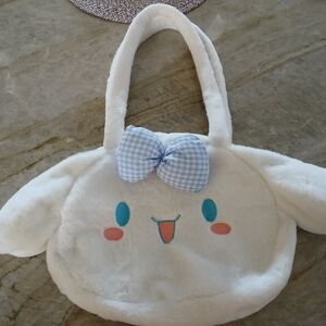 Hello Kitty Cinnamaroll & Kuromi White Plush Kids Bag with Blue Gingham Bow Ect.